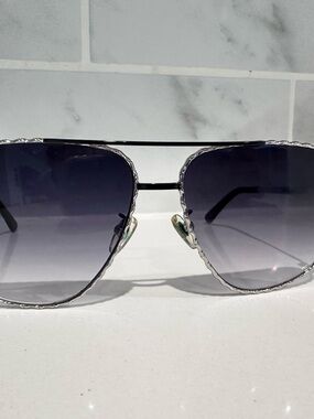 Cartier Silver Frame Sunglasses with Gradient Gray Lenses